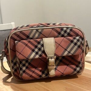 Vintage Burberry Blue Label Nova Check Canvas Crossbody Bag Pink/white